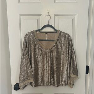 Free People Gold Sequin Blouse